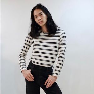 Massimo Dutti Lace up shoulder striped top